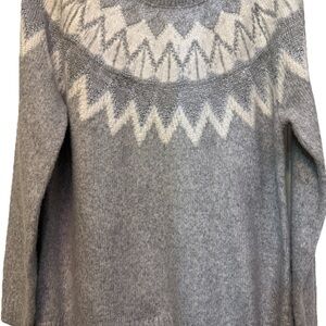 Chico's Women's Crew Neck Pullover Metallic Silver Sweater Size 2 Large